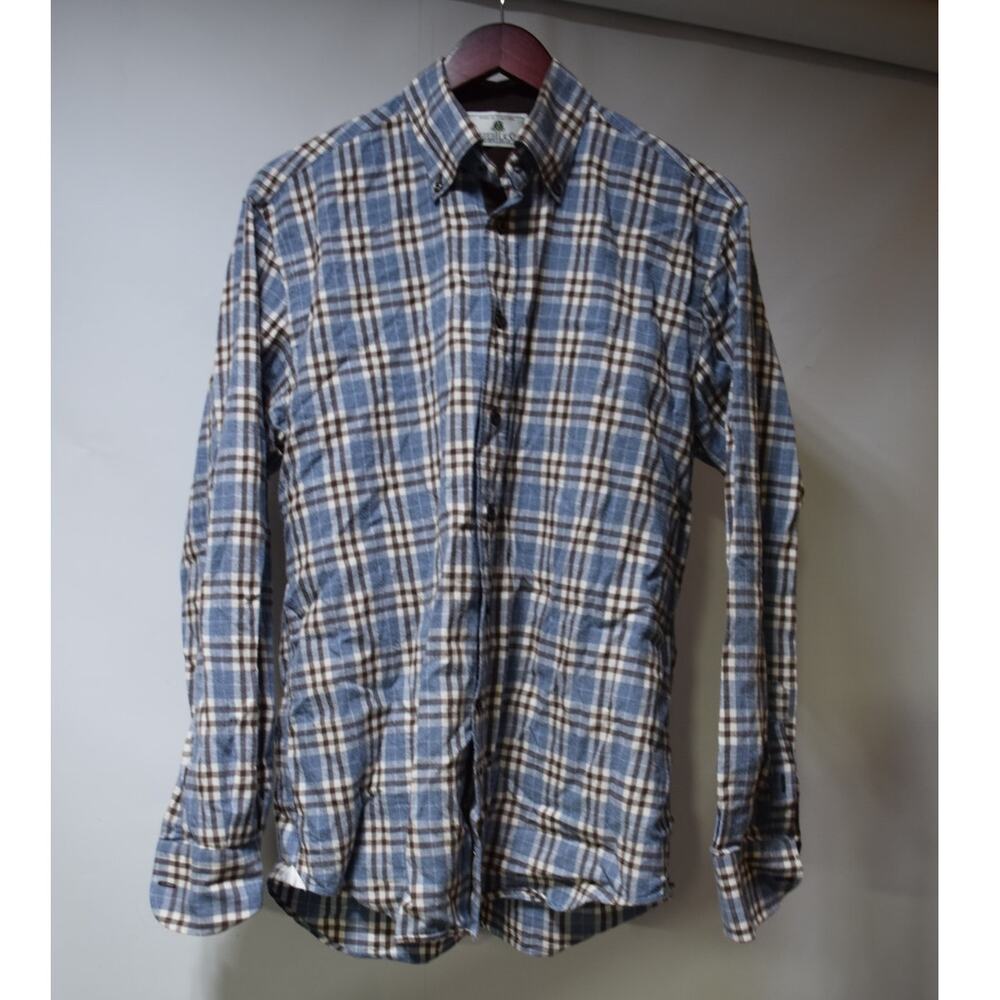 Carroll & Co Beverly Hills Men’s Large Italian Cotton Plaid Button Down Shirt